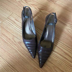 Stuart Weitzman brown leather kitten heel size 7